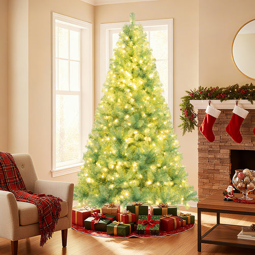Pre-Lit Tinsel Christmas Tree, Artificial Xmas Tree, M, Green
