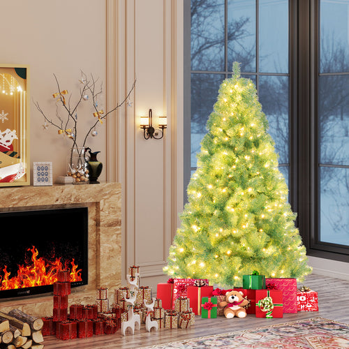 Pre-Lit Tinsel Christmas Tree, Artificial Xmas Tree, S, Green