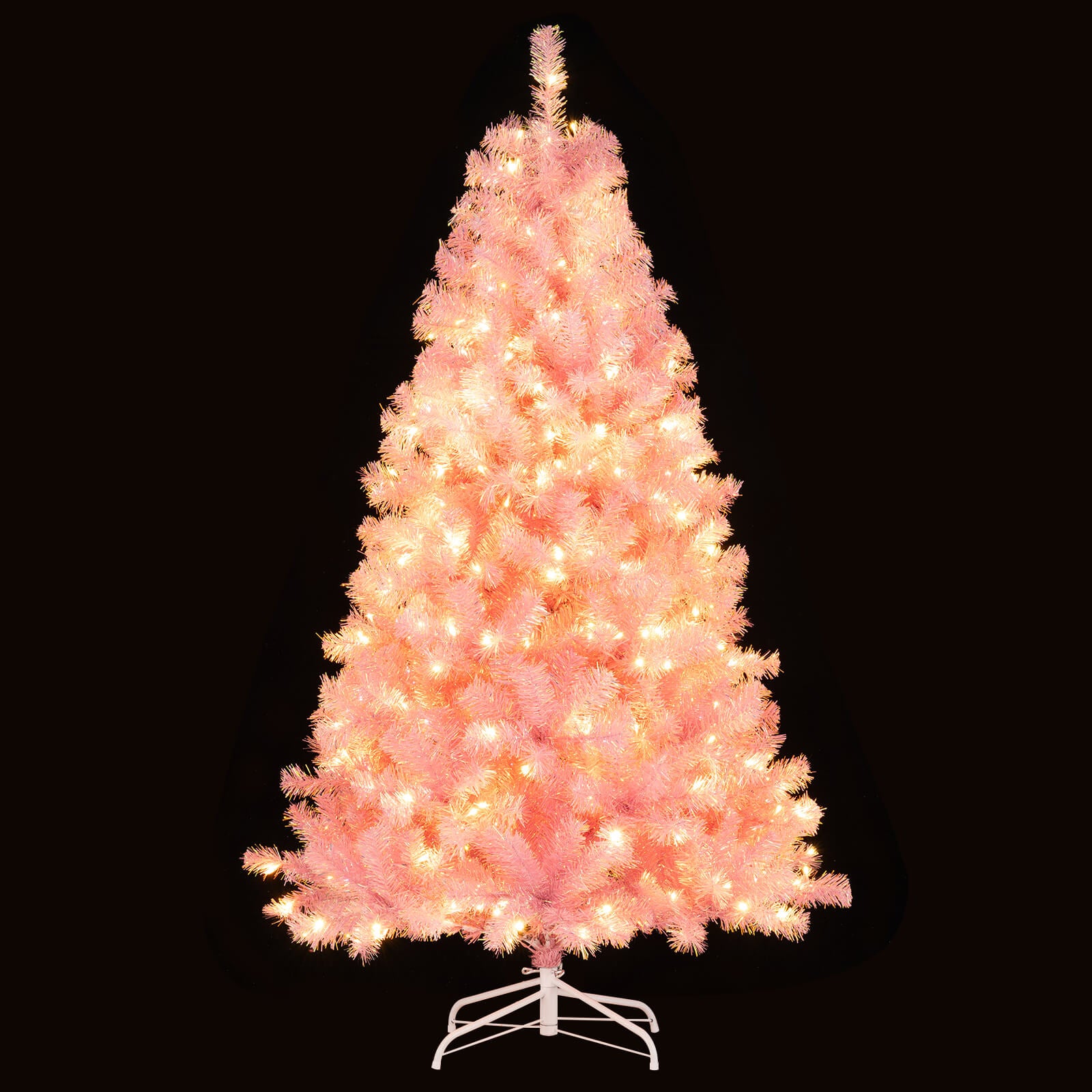 Pre-Lit Tinsel Christmas Tree, Artificial Xmas Tree, Lush Branch Tips, 6ft, Pink Christmas Tree at Gallery Canada