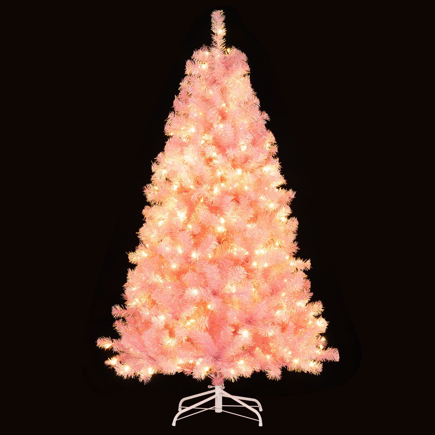 Pre-Lit Tinsel Christmas Tree, Artificial Xmas Tree, Lush Branch Tips, 6ft, Pink Christmas Tree at Gallery Canada