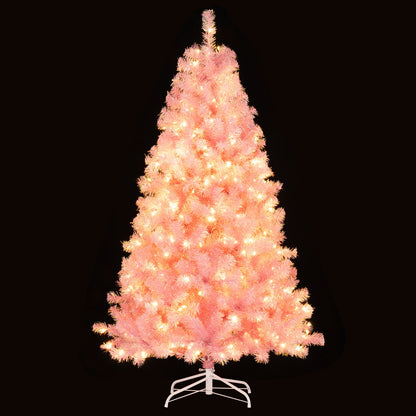 Pre-Lit Tinsel Christmas Tree, Artificial Xmas Tree, Lush Branch Tips, 6ft, Pink Christmas Tree at Gallery Canada