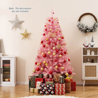 Pre-Lit Tinsel Christmas Tree, Artificial Xmas Tree, Lush Branch Tips, 6ft, Pink Christmas Tree at Gallery Canada