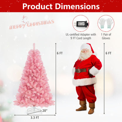 Pre-Lit Tinsel Christmas Tree, Artificial Xmas Tree, Lush Branch Tips, 6ft, Pink Christmas Tree at Gallery Canada