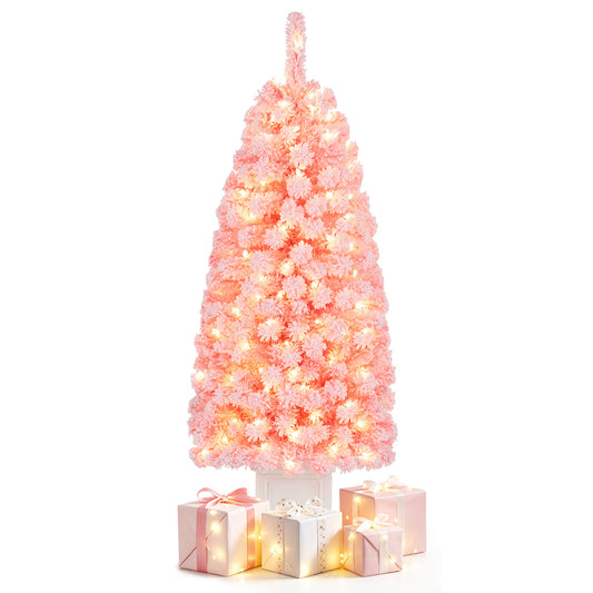 4FT Pre-Lit Potted Artificial Christmas Tree, 130 Warm White LEDs, Green Christmas Tree Green at Gallery Canada