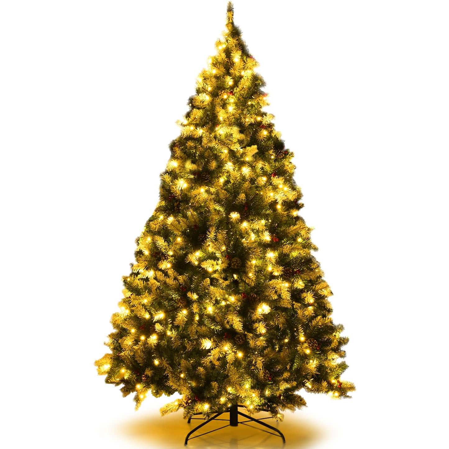 Pre-Lit Snow Flocked Christmas Tree, Red Berries, LED Lights, 6 Feet, Green Christmas Tree at Gallery Canada