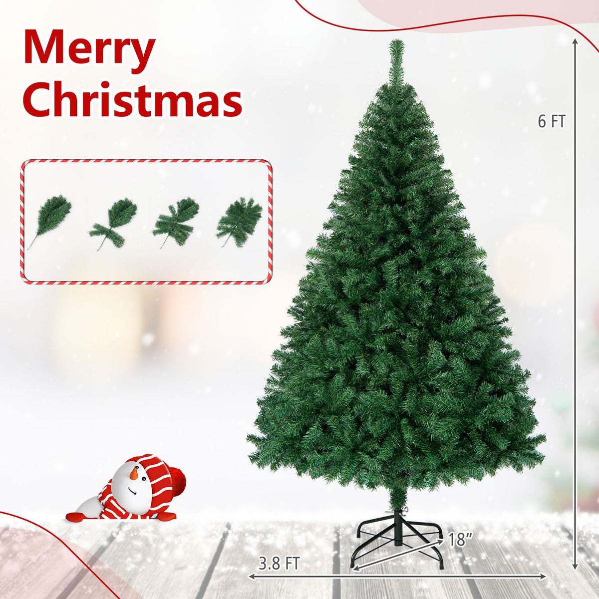 PVC Artificial Christmas Tree Hinged, 6 ft, Green Christmas Tree at Gallery Canada