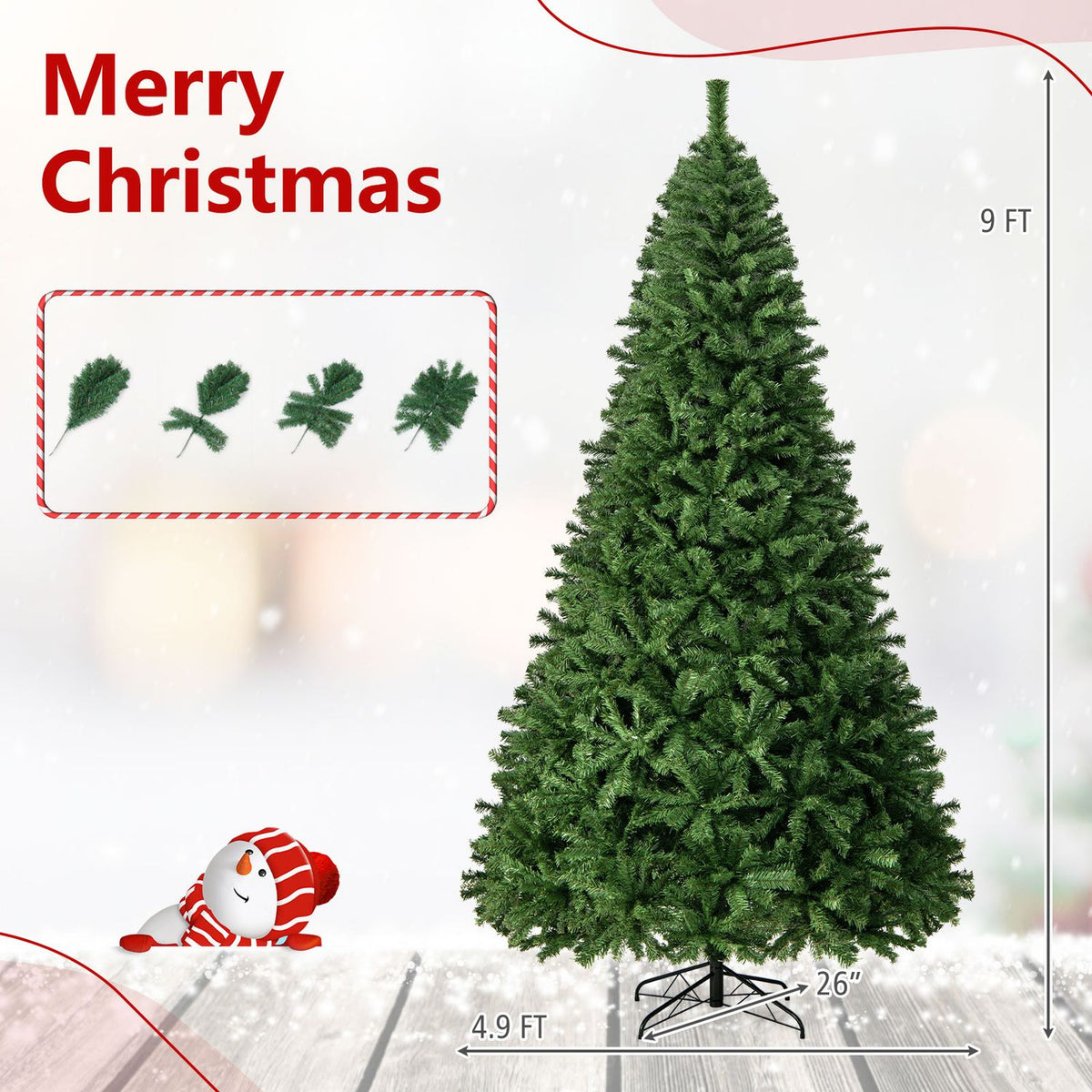 9 ft PVC Artificial Christmas Tree Hinged, Green Christmas Tree at Gallery Canada