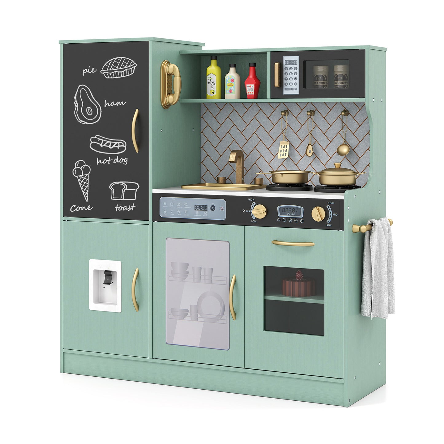 Kids Play Kitchen With Utensils, For Ages 3+, Green Play Kitchen Sets at Gallery Canada