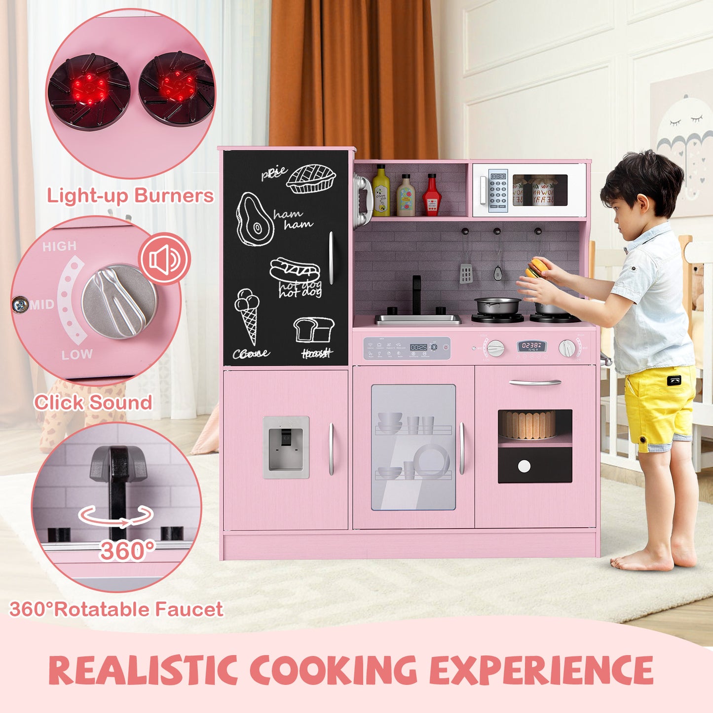 Kids Play Kitchen With Utensils, 3+ Years, Pink Play Kitchen Sets at Gallery Canada