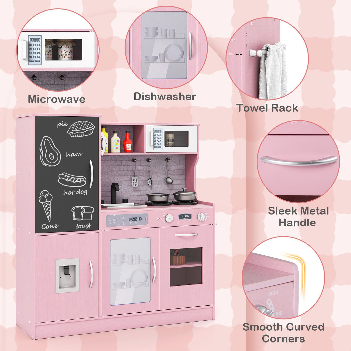 Kids Play Kitchen With Utensils, 3+ Years, Pink Play Kitchen Sets at Gallery Canada