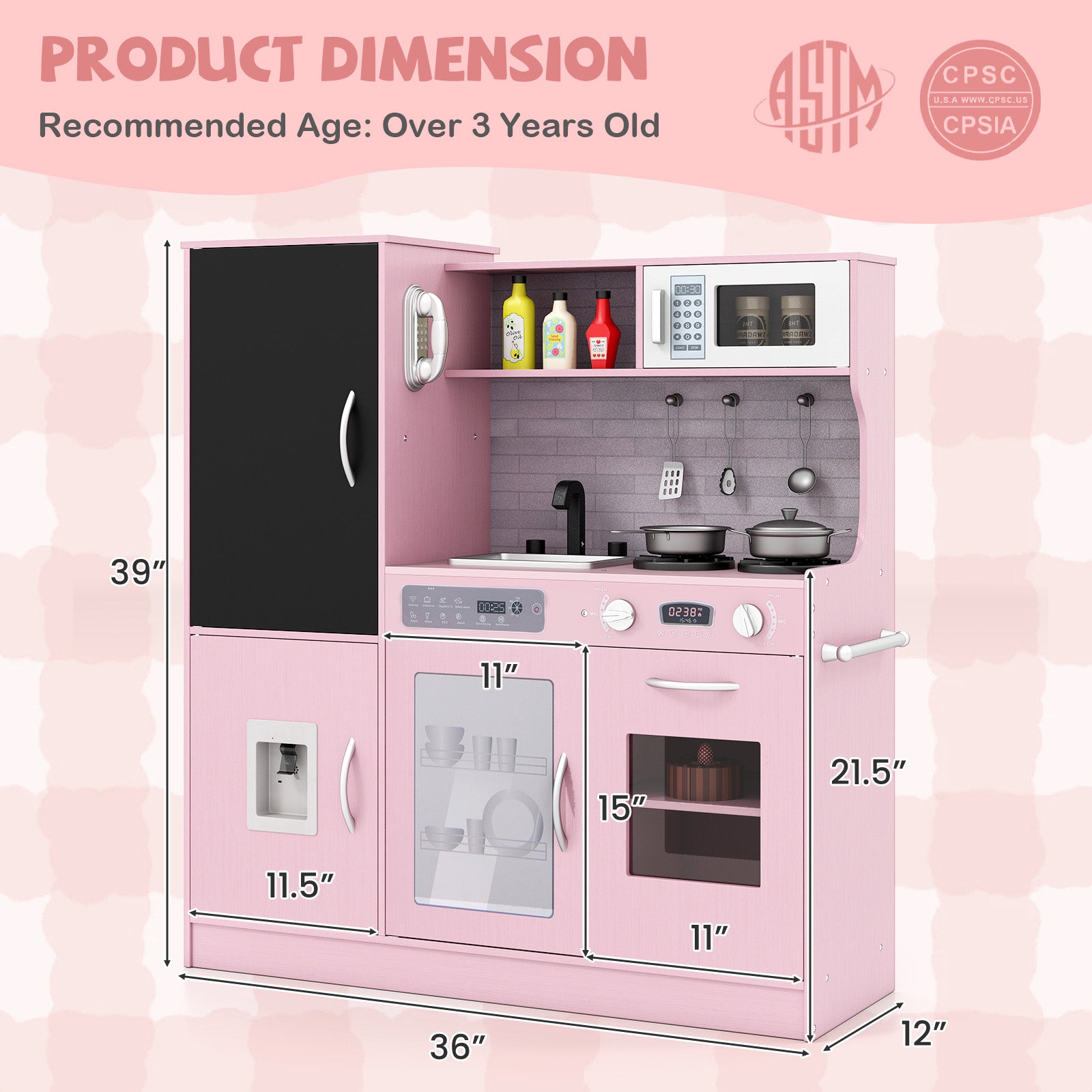 Kids Play Kitchen With Utensils, 3+ Years, Pink Play Kitchen Sets at Gallery Canada