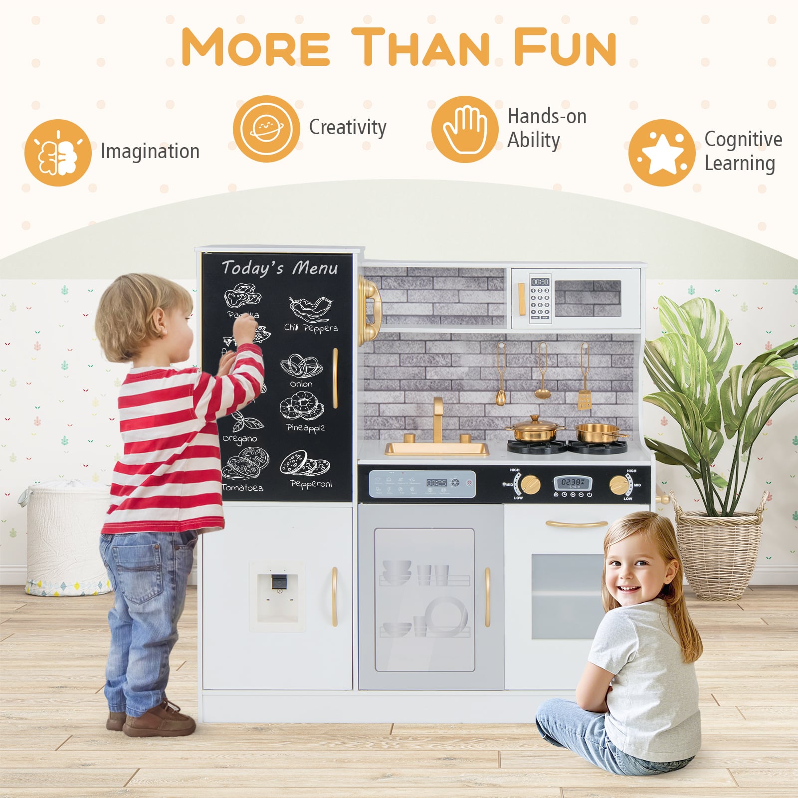 Kids Play Kitchen With Utensils, For Ages 3+, White Play Kitchen Sets at Gallery Canada