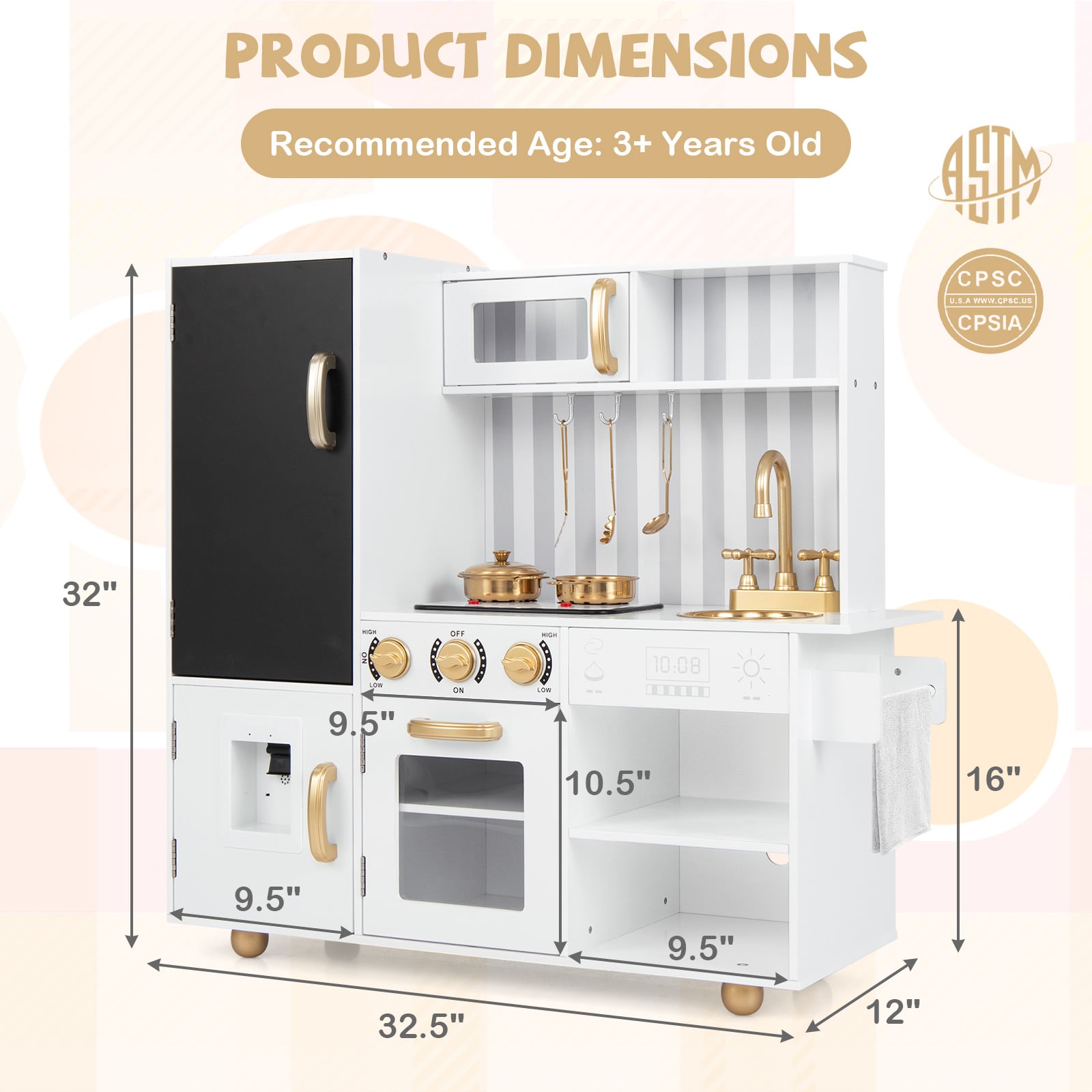 Kids Pretend Play Kitchen With Real Sounds, Lights, White Play Kitchen Sets at Gallery Canada