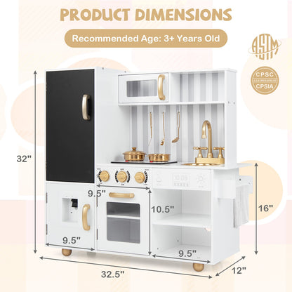 Kids Pretend Play Kitchen With Real Sounds, Lights, White Play Kitchen Sets at Gallery Canada