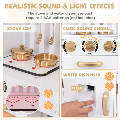 Kids Pretend Play Kitchen With Real Sounds, Lights, White Play Kitchen Sets at Gallery Canada