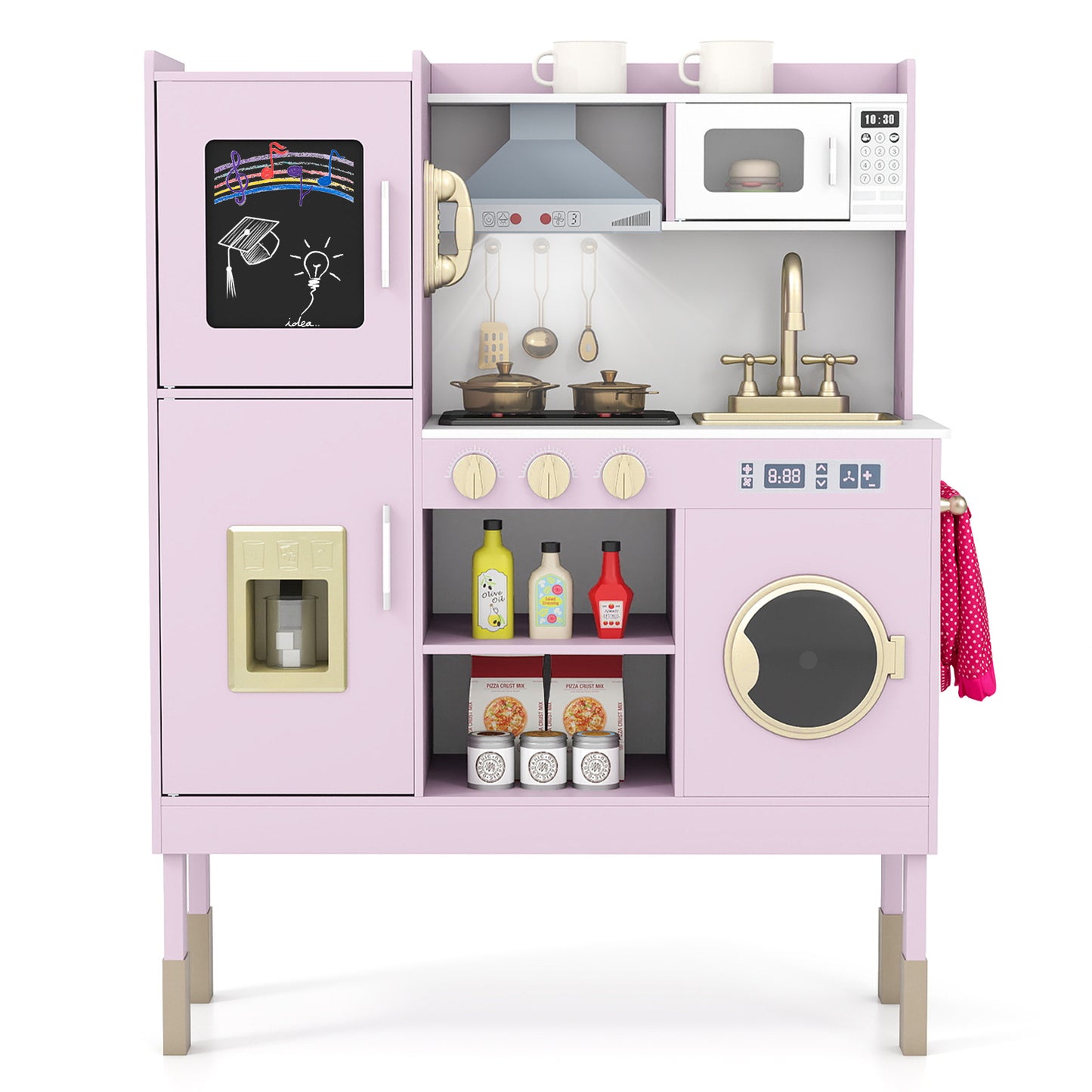 Play Kitchen Toy, With Range Hood, Ice Maker, Telephone, Light Pink Play Kitchen Sets Light Pink at Gallery Canada