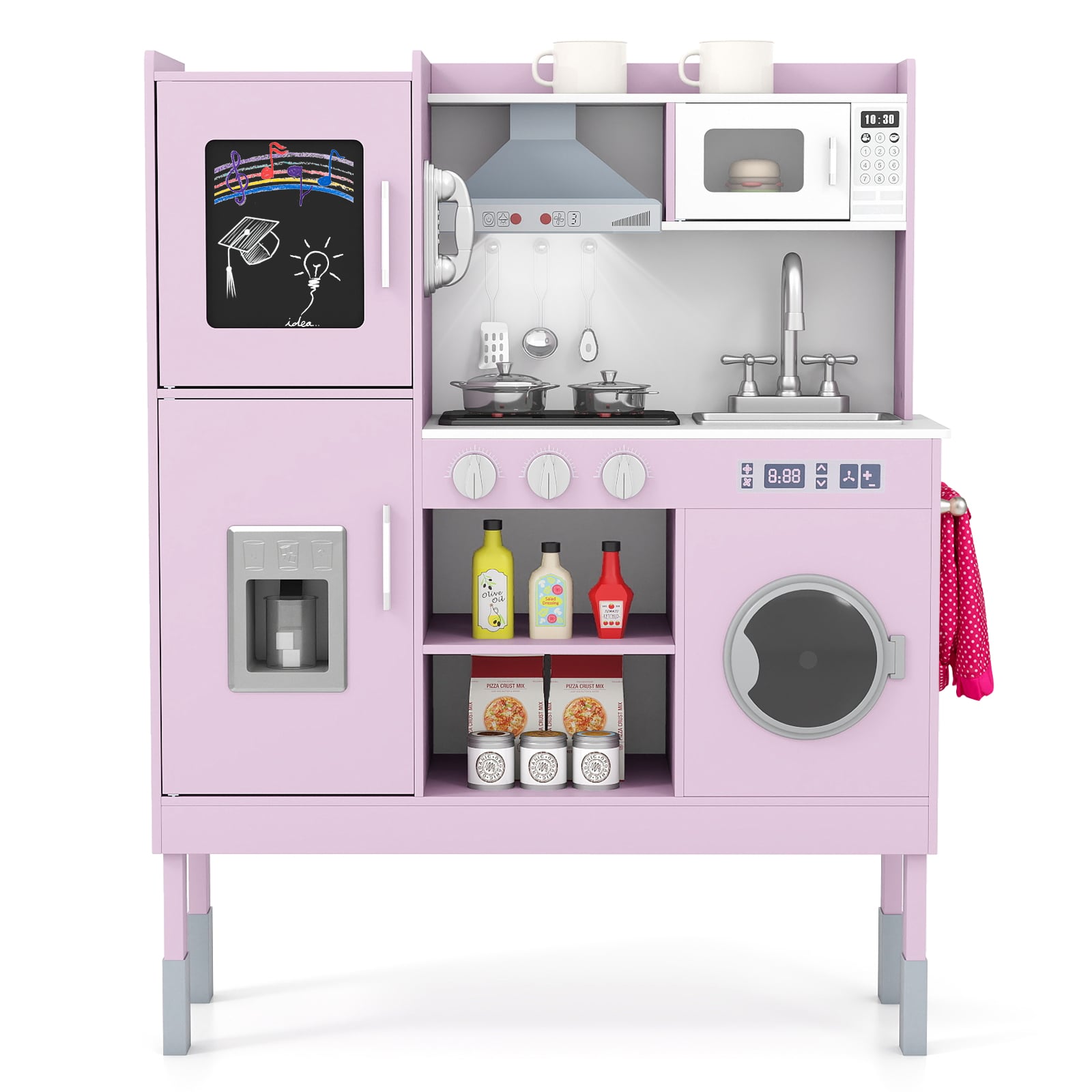 Pretend Play Kitchen Toy, With Range Hood, Ice Maker, Telephone, Pink Play Kitchen Sets at Gallery Canada