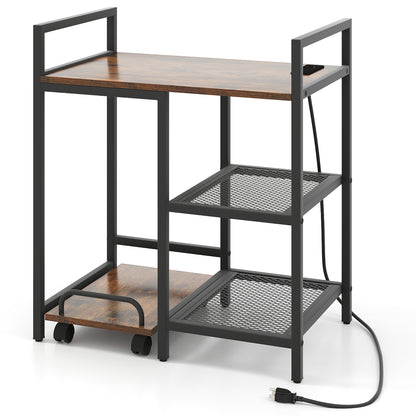 Printer Stand With Charging Station, Storage Shelves, Rustic Brown Laptop Tables & Printer Stands at Gallery Canada
