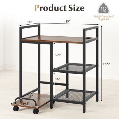 Printer Stand With Charging Station, Storage Shelves, Rustic Brown Laptop Tables & Printer Stands at Gallery Canada