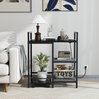 Printer Stand With Charging Station, Storage Shelves, Black Laptop Tables & Printer Stands at Gallery Canada