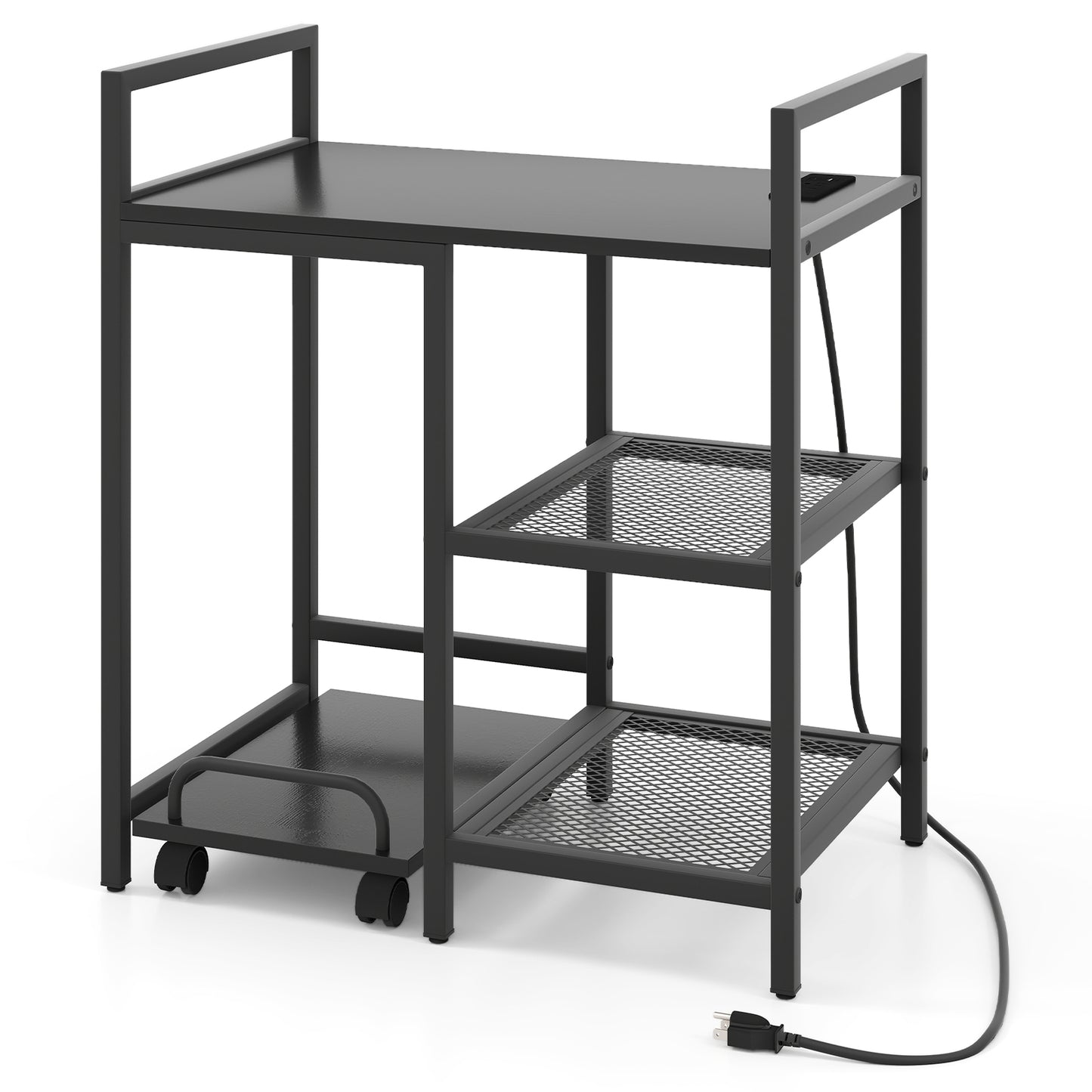 Printer Stand With Charging Station, Storage Shelves, Black Laptop Tables & Printer Stands at Gallery Canada