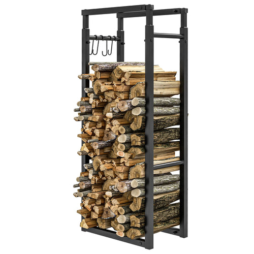 Adjustable Firewood Log Rack, Heavy-Duty Steel, 25.6