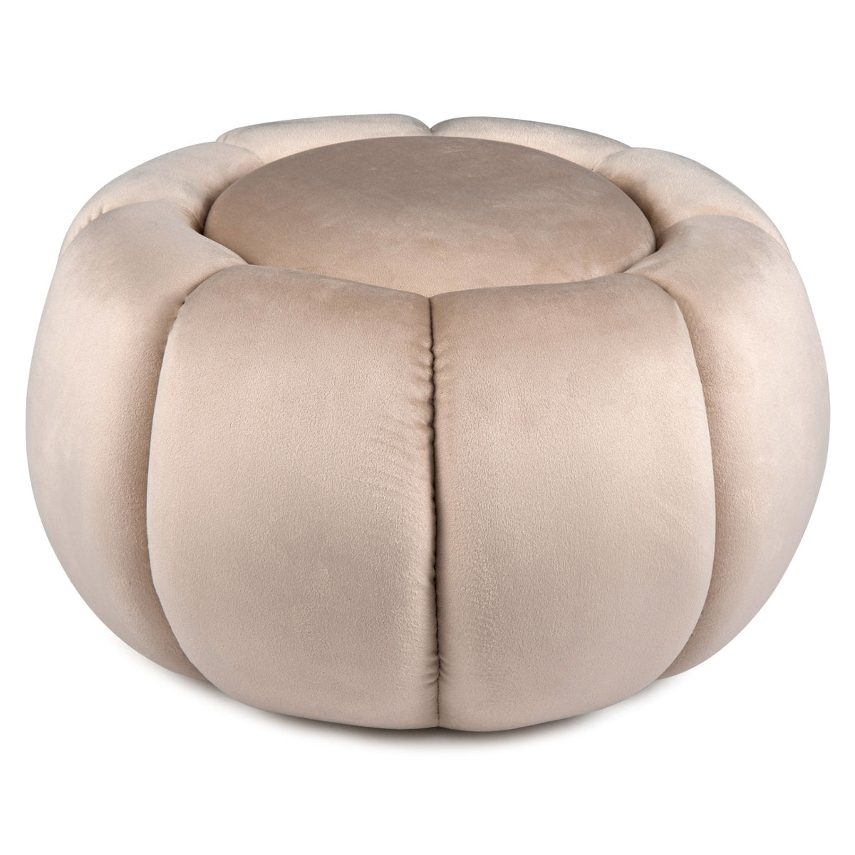 Pumpkin Ottoman, Hidden Storage, Removable Lid, Beige Ottomans Beige at Gallery Canada