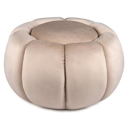 Pumpkin Ottoman, Hidden Storage, Removable Lid, Beige Ottomans Beige at Gallery Canada