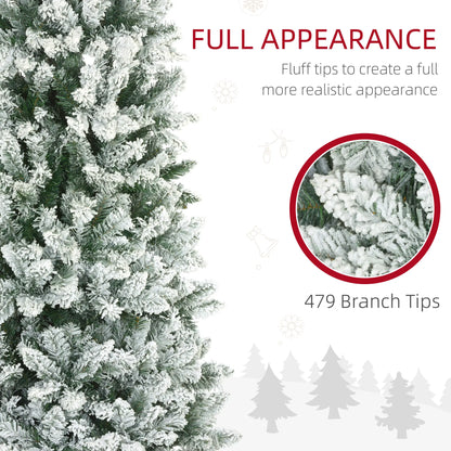6ft Flocked Pencil Christmas Tree, 479 Branch Tips, Metal Base Pencil Christmas Trees at Gallery Canada