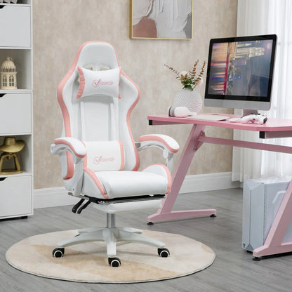 Computer Gaming Chair, PU Leather, 135° Reclining Back, White Video Game Chairs at Gallery Canada