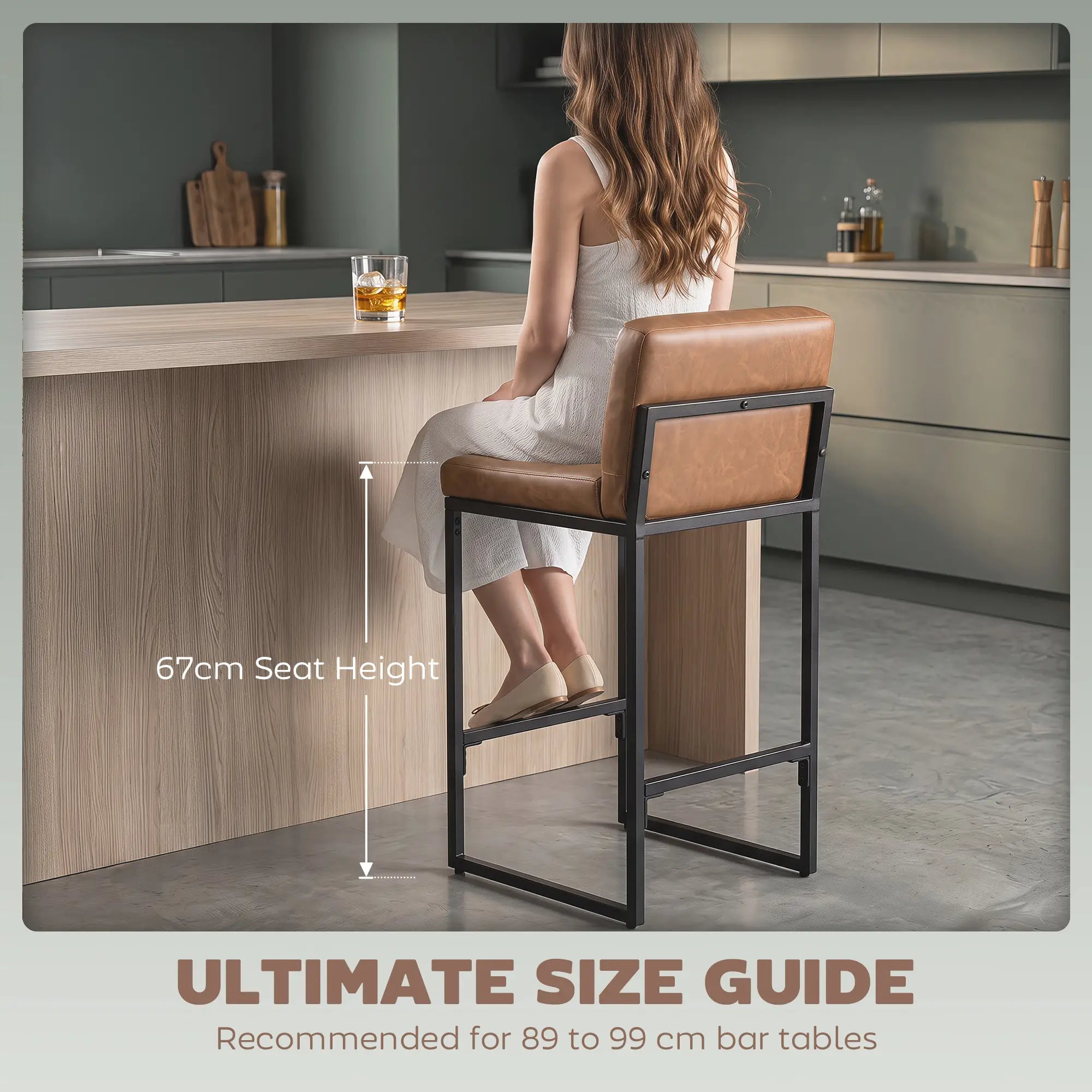 Retro Padded Counter Height Bar Stools, Set of 2, Brown Bar Stools at Gallery Canada