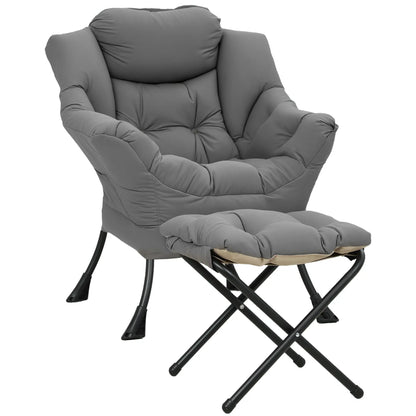 Lazy Chair With Ottoman, Peach Skin Fabric, Dark Grey Accent Chairs at Gallery Canada