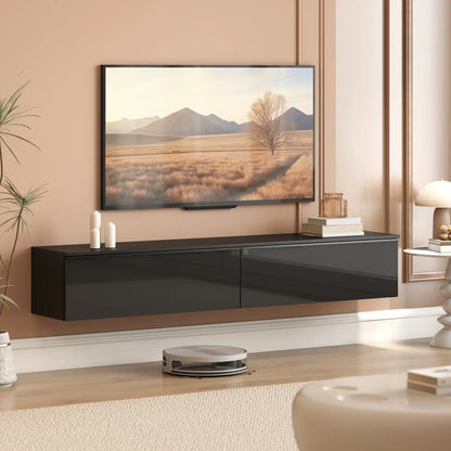 Wall Mounted TV Stand, Floating Cabinet With Storage, For TVs Up To 70", Black TV Stands at Gallery Canada