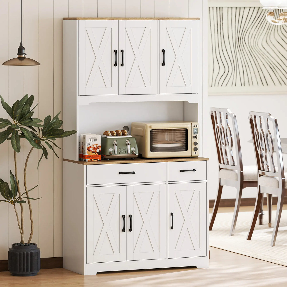 Tall Kitchen Pantry, 6 Doors, 2 Drawers, Adjustable Shelves, White Kitchen Pantry Cabinets at Gallery Canada