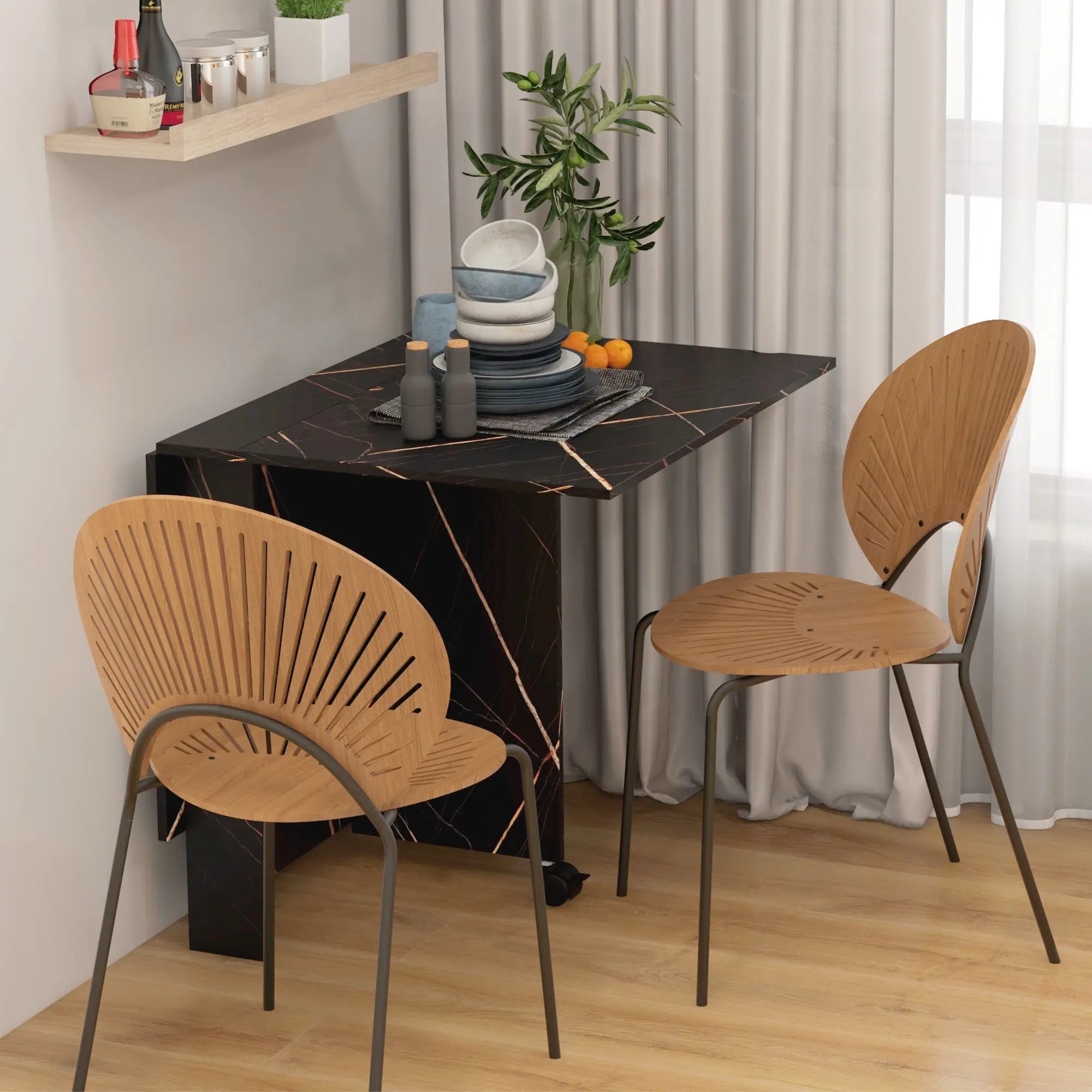 Foldable Drop Leaf Dining Table, 2 Wheels, Kitchen Desk Bar Tables & Dining Tables at Gallery Canada