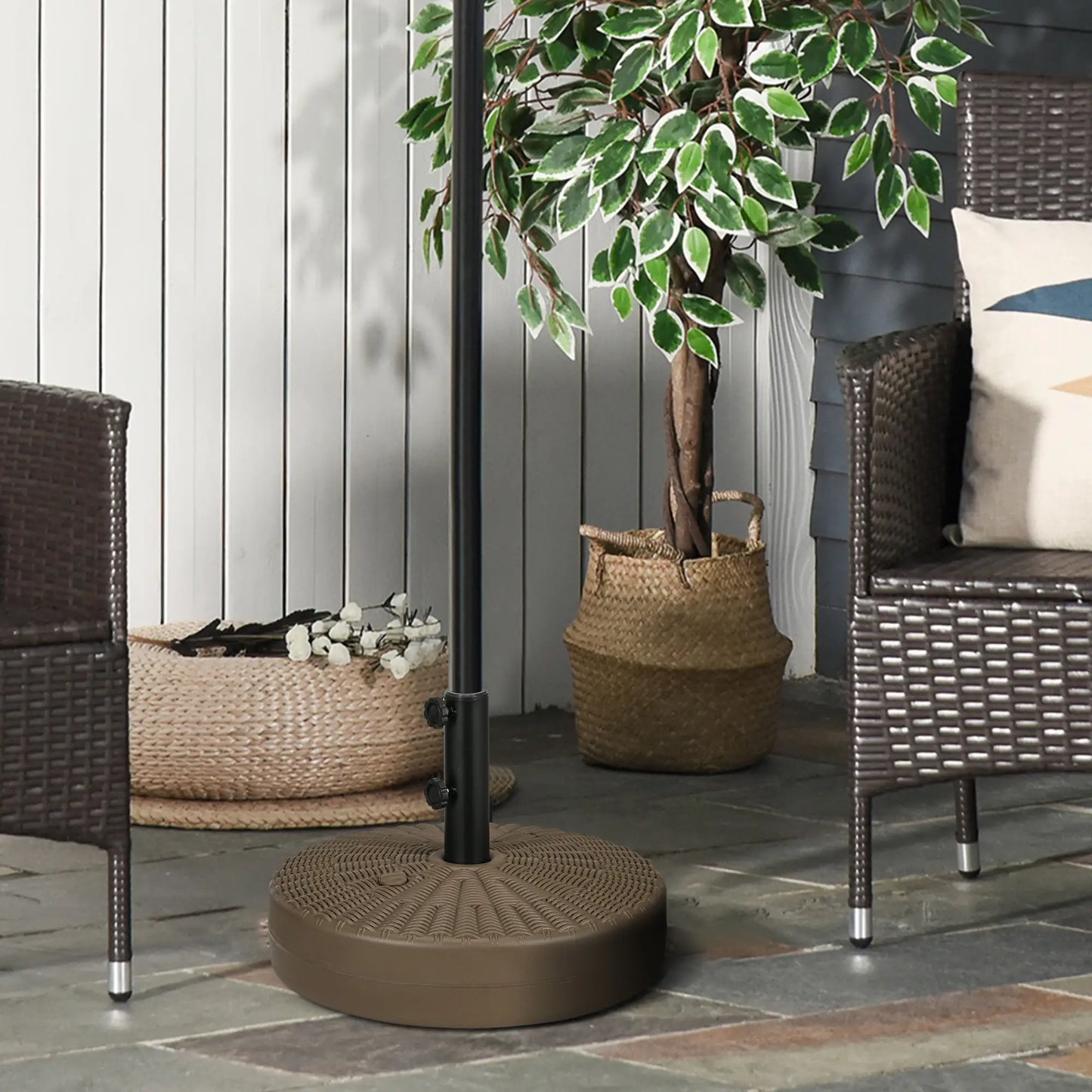 Heavy Duty Fillable Umbrella Base, Round Parasol Stand, Brown Umbrella Bases at Gallery Canada