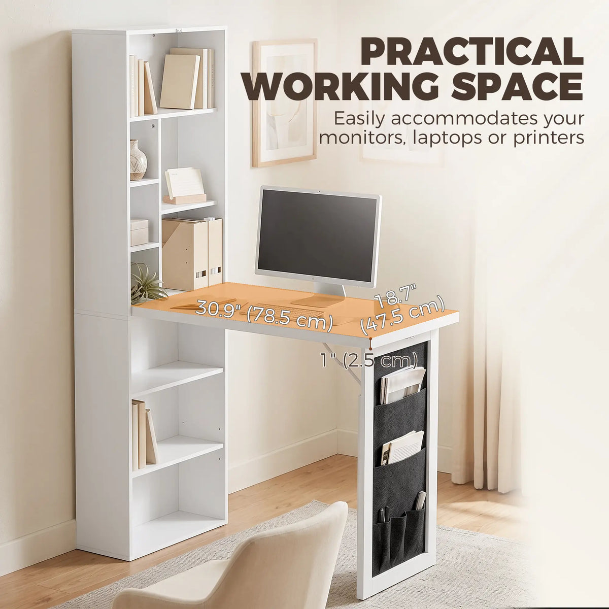 Fold-out Computer Desk, Storage Shelves, Wall Mount, White Computer Desks at Gallery Canada