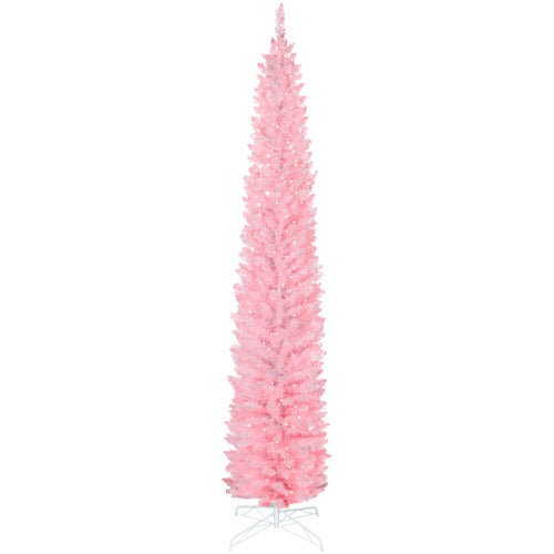 9ft Christmas Tree, Colorful DIY Synchronized LEDs, Hinged Pencil, White, White