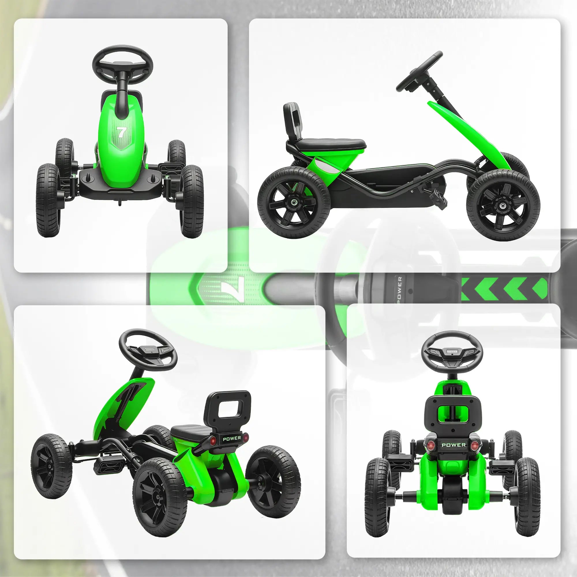 Kids Pedal Go Kart, 2-5 Years, Silent EVA Wheels, Metal Frame, Green Pedal Go Karts for Kids at Gallery Canada