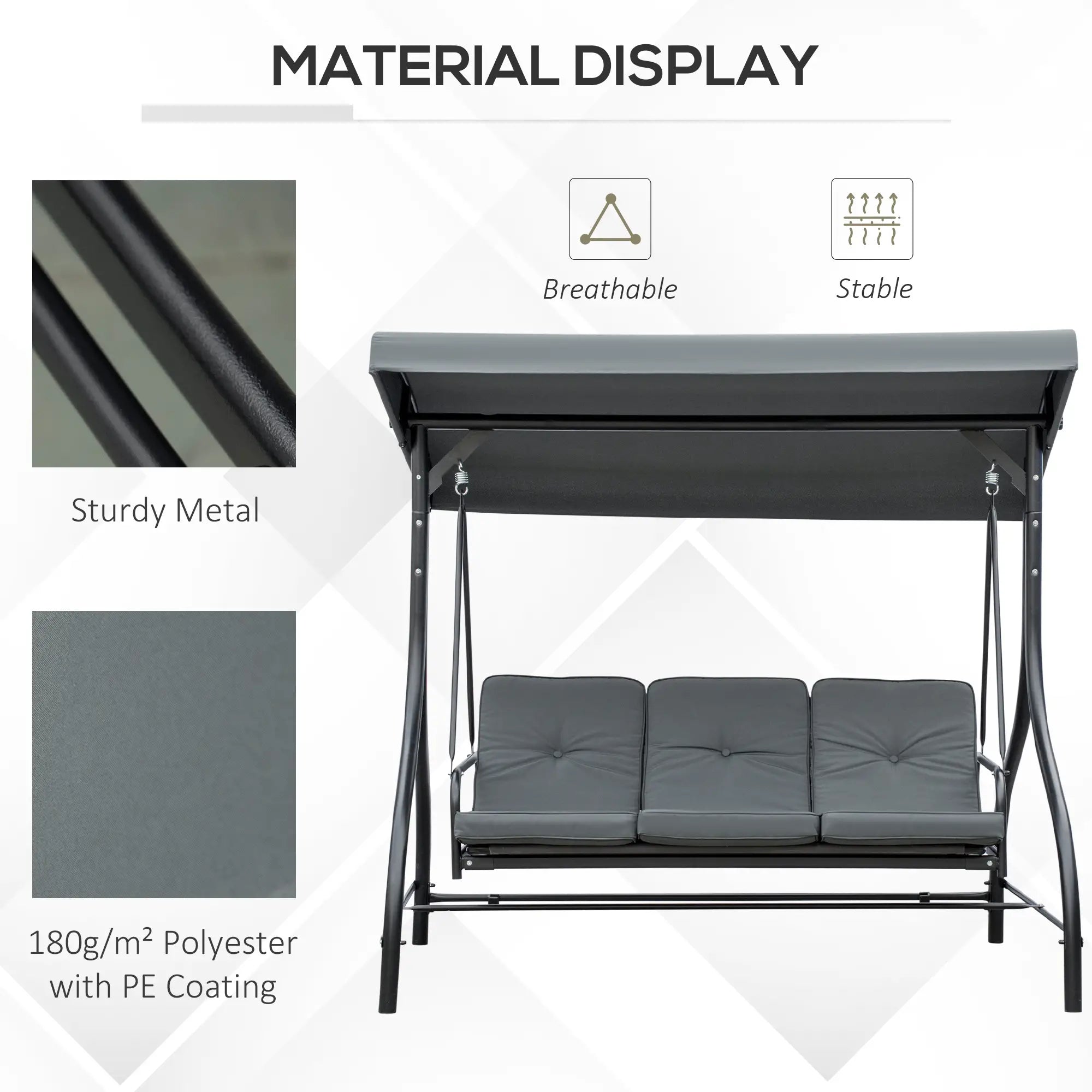 Patio Swing Bed With Canopy, 3 Seater, Dark Grey Porch Swings with Canopy at Gallery Canada