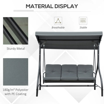 Patio Swing Bed With Canopy, 3 Seater, Dark Grey Porch Swings with Canopy at Gallery Canada