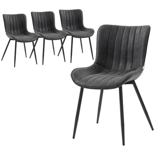 PU Leather Dining Chairs Set of 4, Steel Legs, Black Dining Chairs Black at Gallery Canada