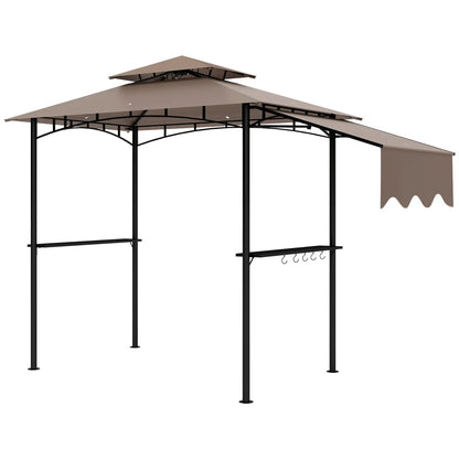 8' x 5' Grill Gazebo, Double Tiered Barbecue Shelter, Khaki BBQ Grill Gazebos at Gallery Canada
