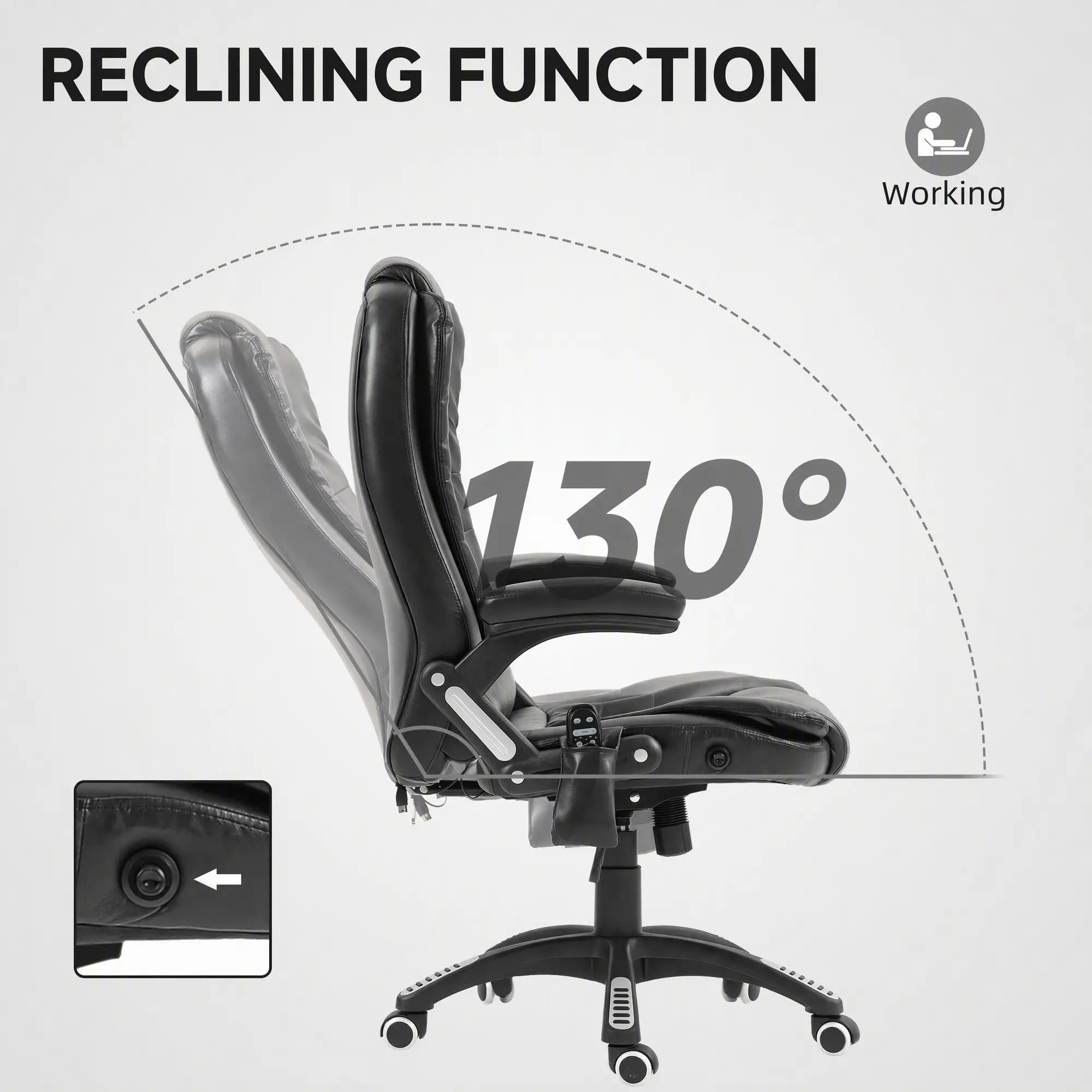 Reclining Massage Office Chair, High Back, Swivel Wheels, Black Office Chairs at Gallery Canada
