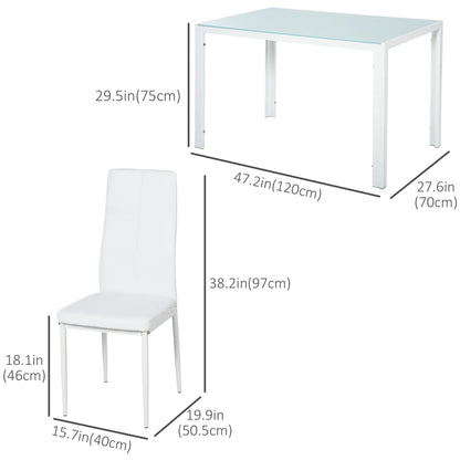 5-Piece Rectangular Glass Kitchen Table, Metal Frame, White Bar Sets at Gallery Canada