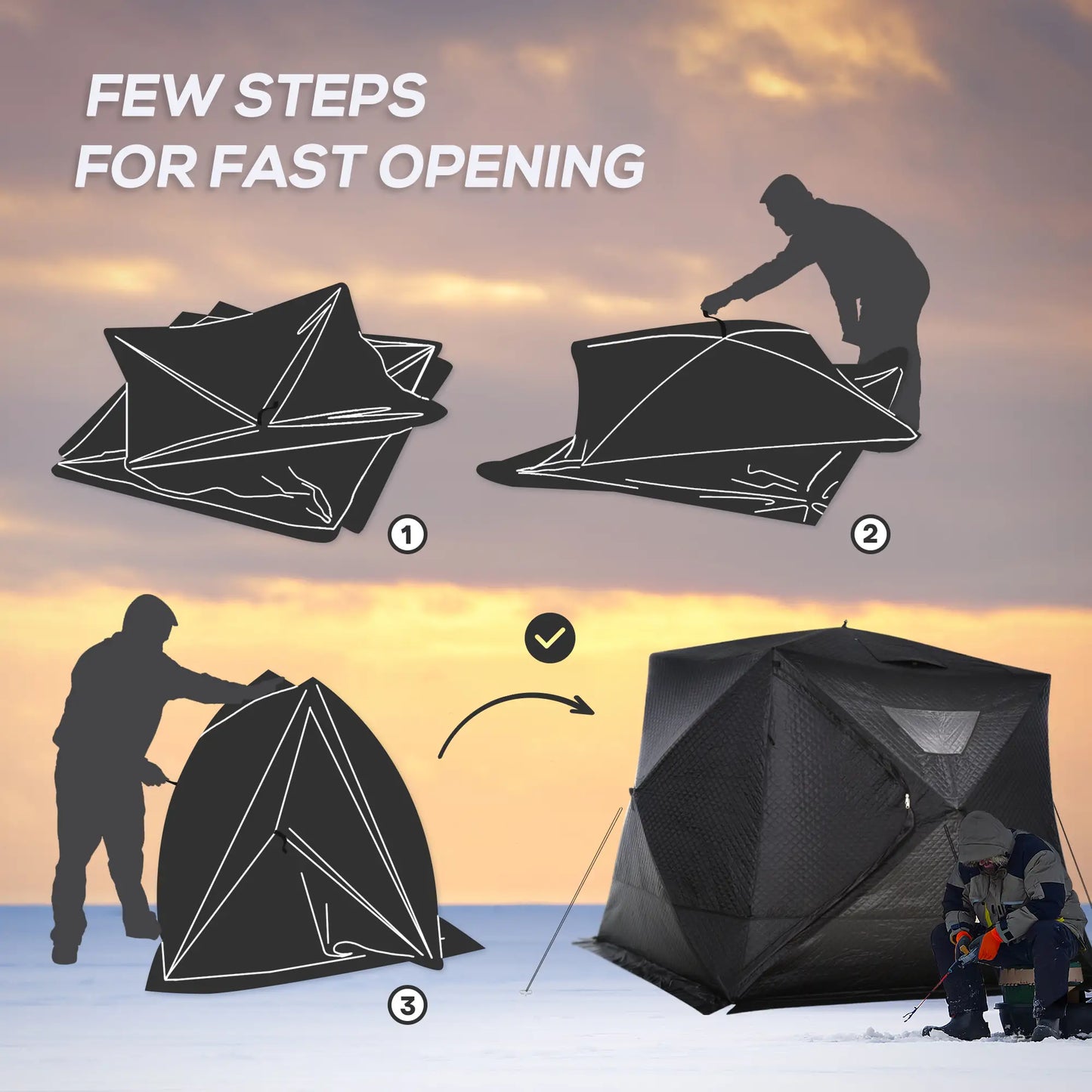 4-Person Insulated Ice Fishing Tent, Portable Shelter, Carry Bag, -22℉ Ice Fishing Tents at Gallery Canada