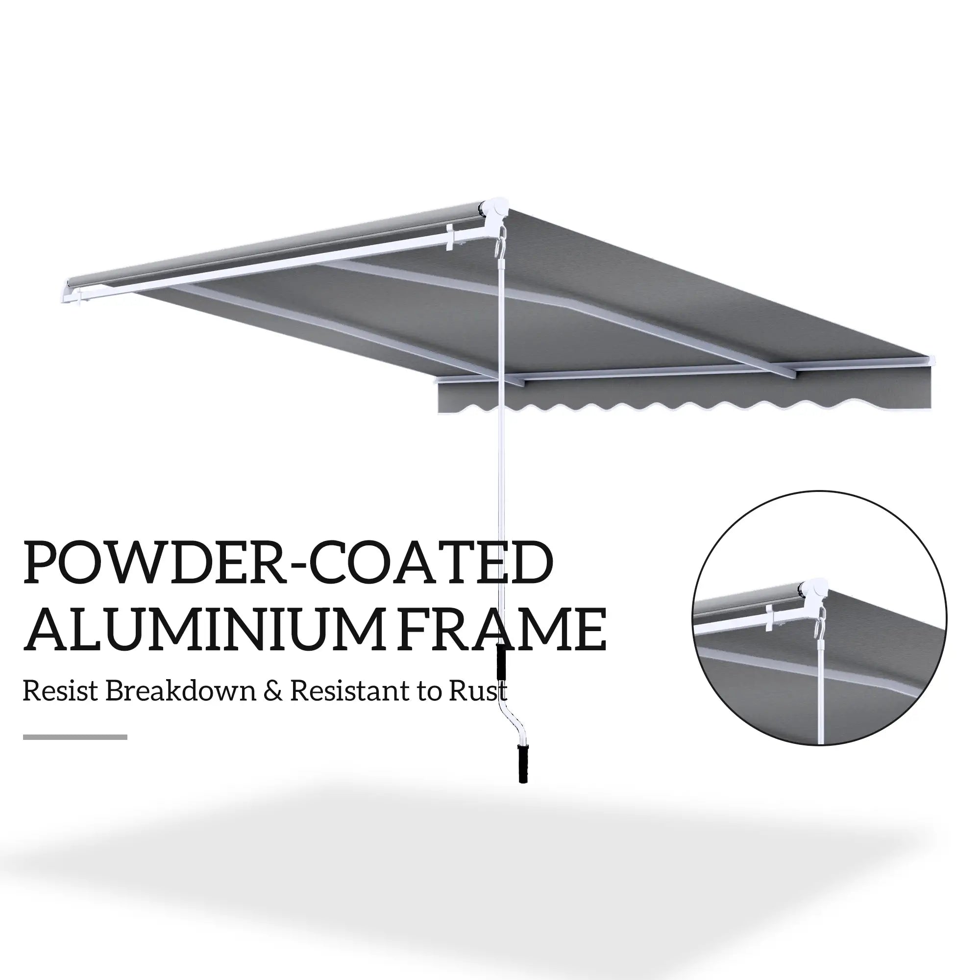 13' x 8' Manual Retractable Patio Awning, Sun Shade, Aluminum Frame, Grey Deck Awnings at Gallery Canada
