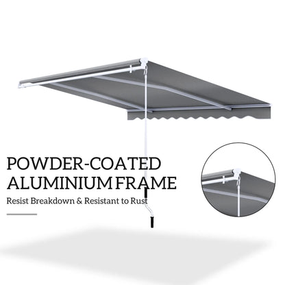 13' x 8' Manual Retractable Patio Awning, Sun Shade, Aluminum Frame, Grey Deck Awnings at Gallery Canada