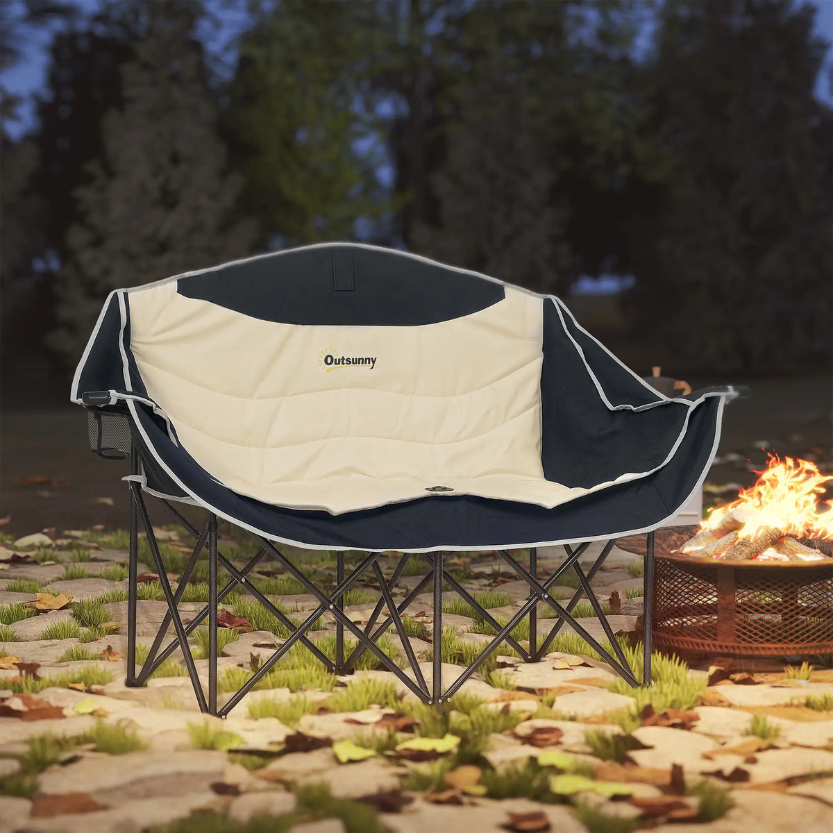 Portable Camp Chair, Double with Cup Holders, Carry Bag, 551 lbs, Khaki Picnic Tables & Camping Chairs at Gallery Canada