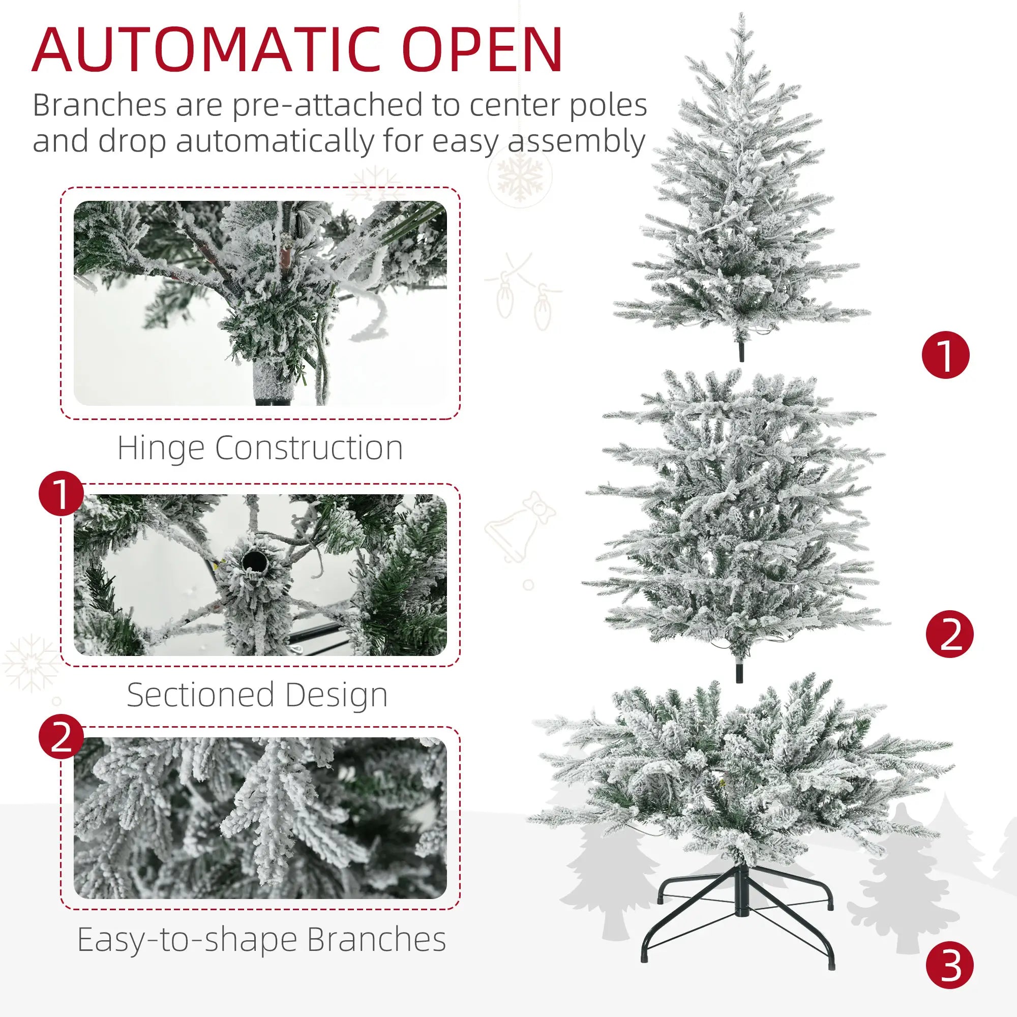 6' Pre Lit Artificial Christmas Tree, Snow Branches, Warm White Lights, Arctic Fir Pre Lit Christmas Trees at Gallery Canada